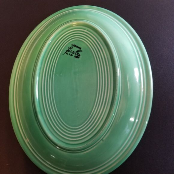 Fiestaware Green Oval Serving Platter Dish Homer Laughlin 12"x 10" - Picture 2 of 8
